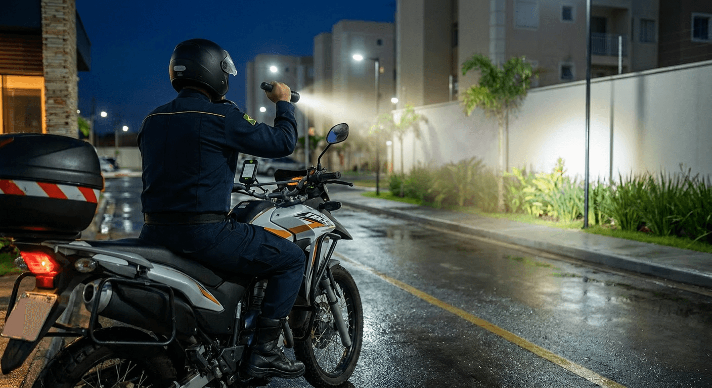 Vigia motorizado em ronda de segurança